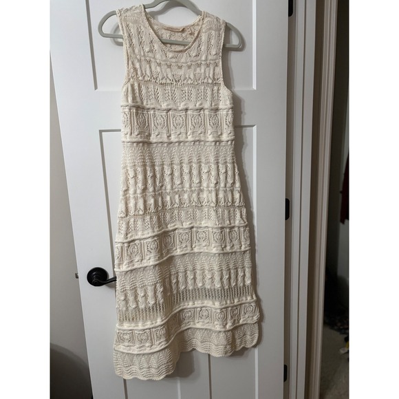 Soft Surroundings Dresses & Skirts - Soft Surroundings Cream Crochet Knit Maxi Dress Sleeveless PM incl/slip liner